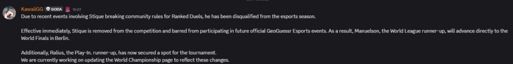 GeoGuessr: Zwischen Cheating, Beleidigungen & "wholesome Community" 6 screenshot gg stique ban